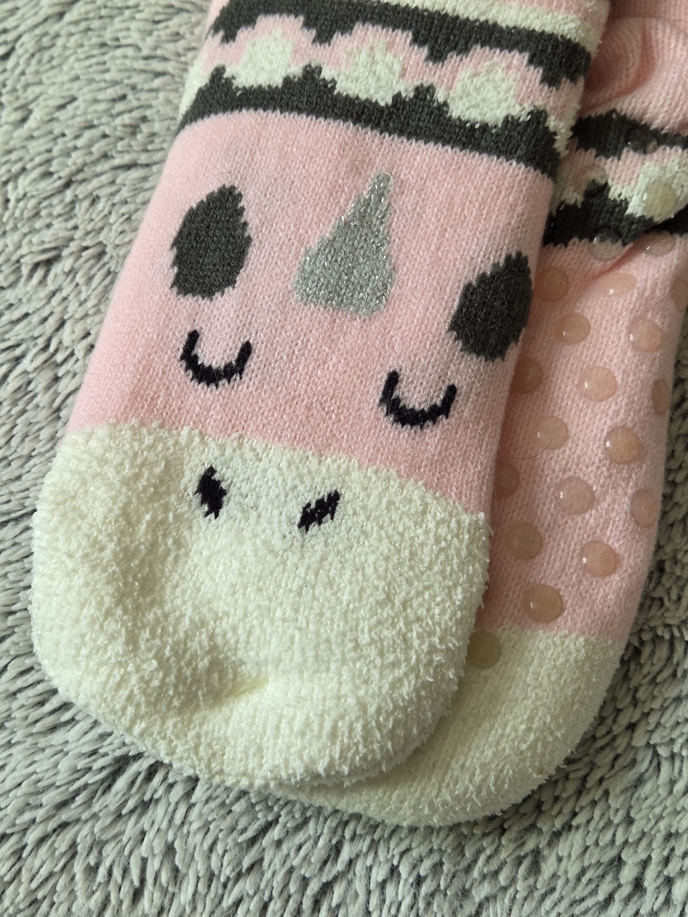 Women's Long Sherpa Pink Unicorn Cozy Non-Slip Slipper Socks